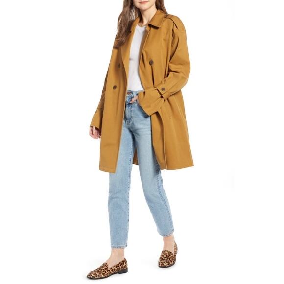 Something Navy Easy Oversize Trench Coat Overcoat in Tan Bronze Camel Size M - Picture 2 of 11